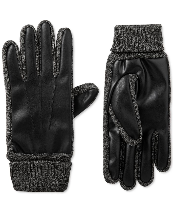 Isotoner Signature Men's FauxLeather Stretch smarTouch Gloves