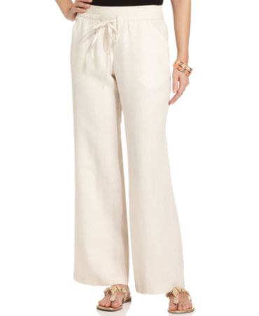 Style&co. Petite Drawstring Linen Pants - Pants - Women - Macy's