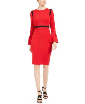 macy's calvin klein bell sleeve dress