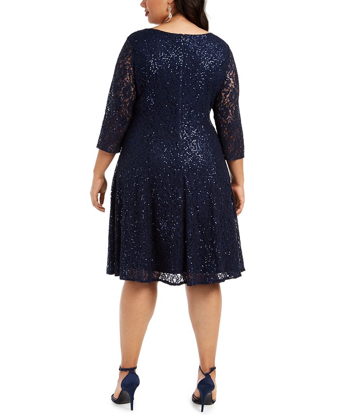 SL Fashions Plus Size Sequined Lace Dress & Reviews - Dresses - Women ...