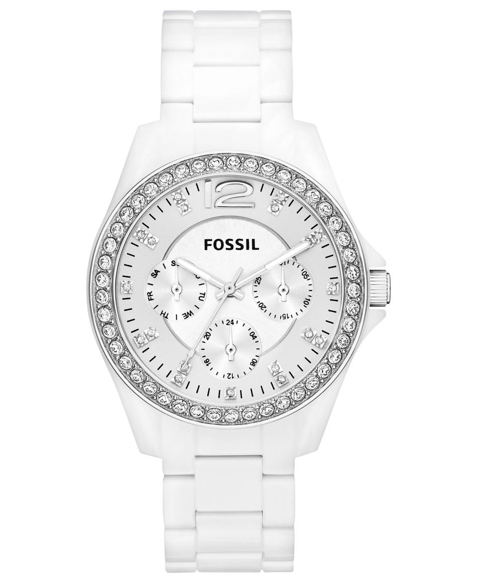 Fossil Womens Riley White Nylon Plastic Bracelet Watch 38mm ES3252   Watches   Jewelry & Watches