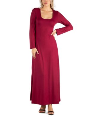 long sleeve maxi red dress