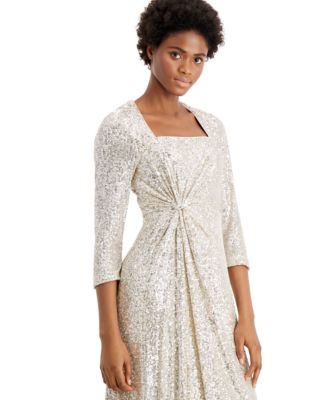 square neck sequin dress