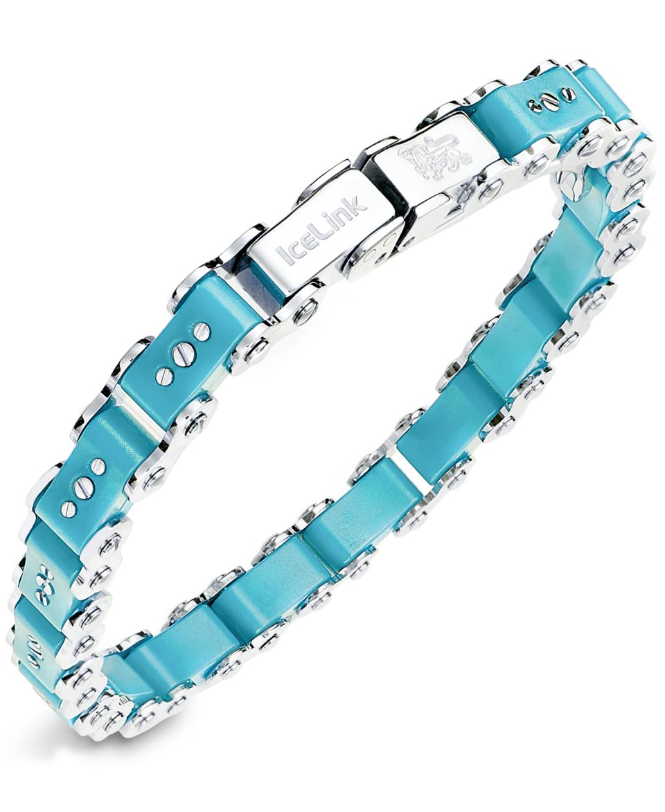 IceLink Stainless Steel Bracelet, Medium Light Blue Bicycle Bracelet   Bracelets   Jewelry & Watches