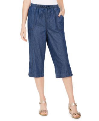 women's pull on denim capris