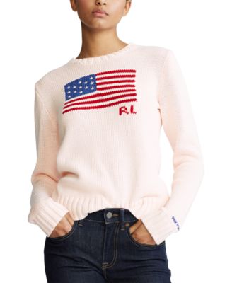 flag cotton crewneck sweater