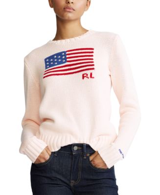 Polo Ralph Lauren Women's Pink Pony Flag Cotton Sweater & Reviews ...