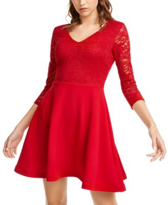 red fit flare dress