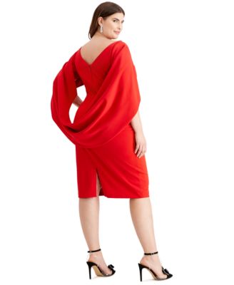 betsy & adam plus size ruched cape dress