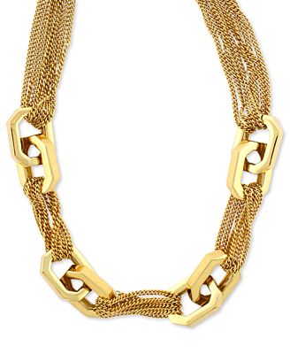 Vince Camuto Necklace, Gold-Tone Multi-Chain Twist Link Necklace ...