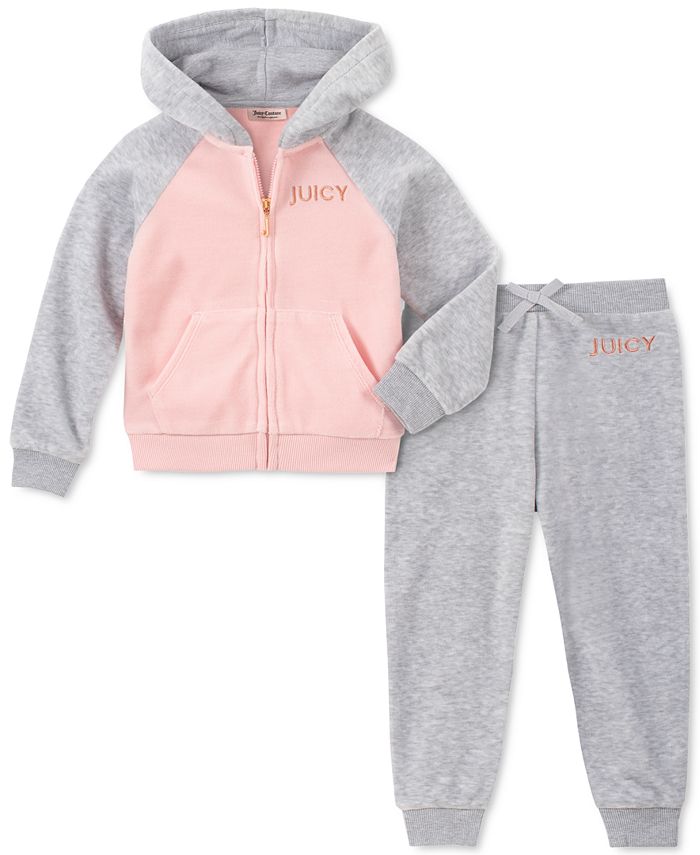 Juicy Couture Toddler Girls 2-Pc. Velour Hoodie & Jogger Pants Set ...