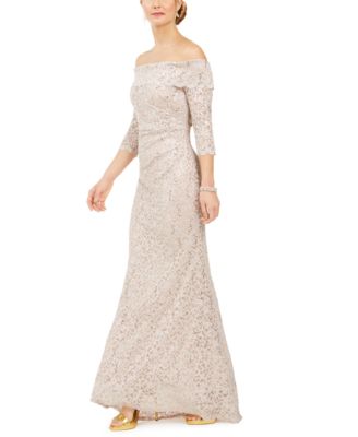 vince camuto off the shoulder gown champagne