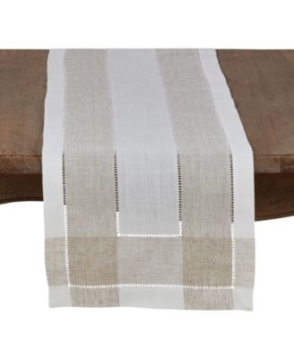 Настольная дорожка из льняной смеси Saro Lifestyle, неподвластная времени, с отделкой по низу, цвет слоновой кости/кремовый