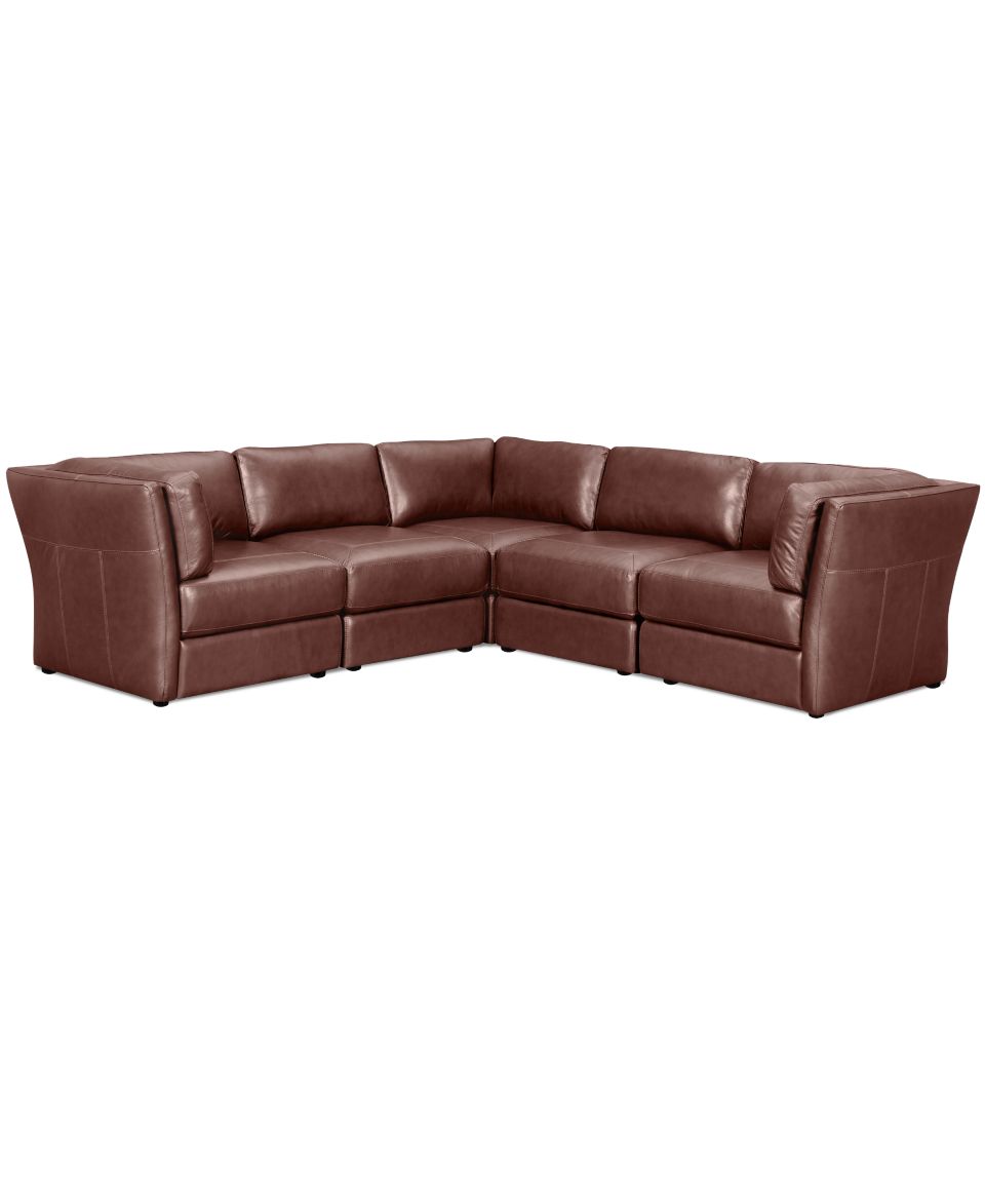 Luke Leather Sectional Sofa, 3 Piece (2 Loveseats and Corner Unit) 101W x 101D x 36H   Furniture