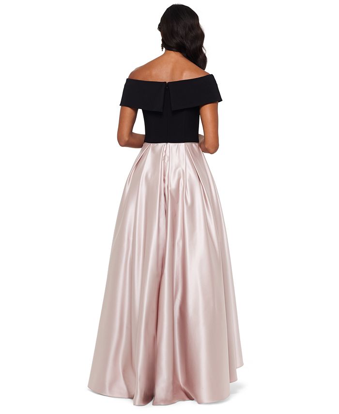Betsy & Adam Petite Off-The-Shoulder Pleated Gown & Reviews - Dresses - Petites - Macy's