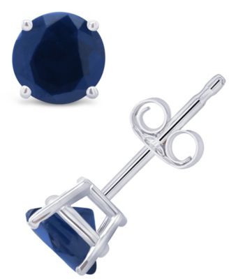 Серьги-гвоздики Macy's Sapphire 1,2 кт 14K белое золото, синие