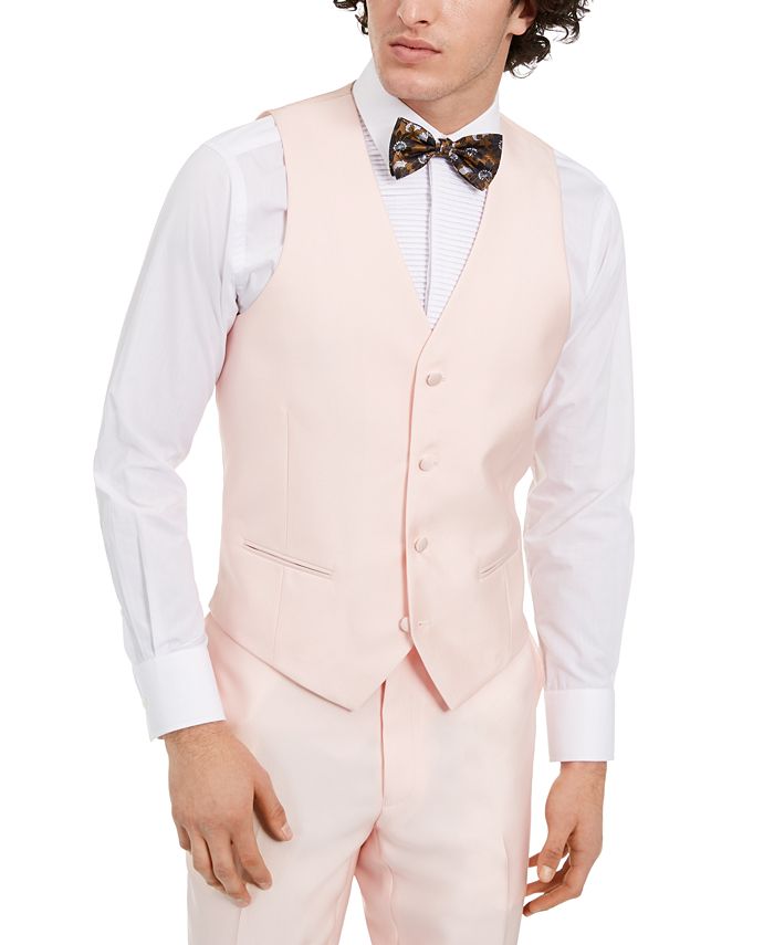 Alfani Men's SlimFit Stretch Pink Solid Tuxedo Vest, Created for Macy