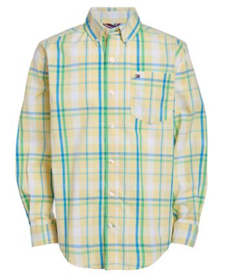 tommy hilfiger green plaid shirt