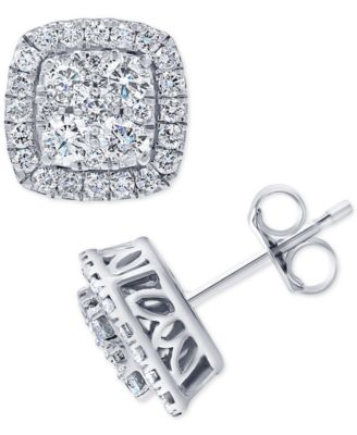 Серьги Macy's Halo 1 кт, 14k белое золото, золотые