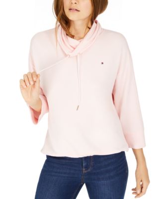 drawstring neck sweatshirt