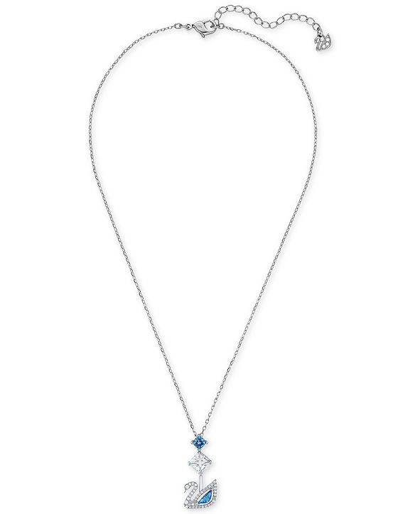 Swarovski Silver-Tone Crystal Swan Logo Pendant Necklace, 14-7/8" + 2