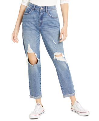 ripped high rise mom jeans