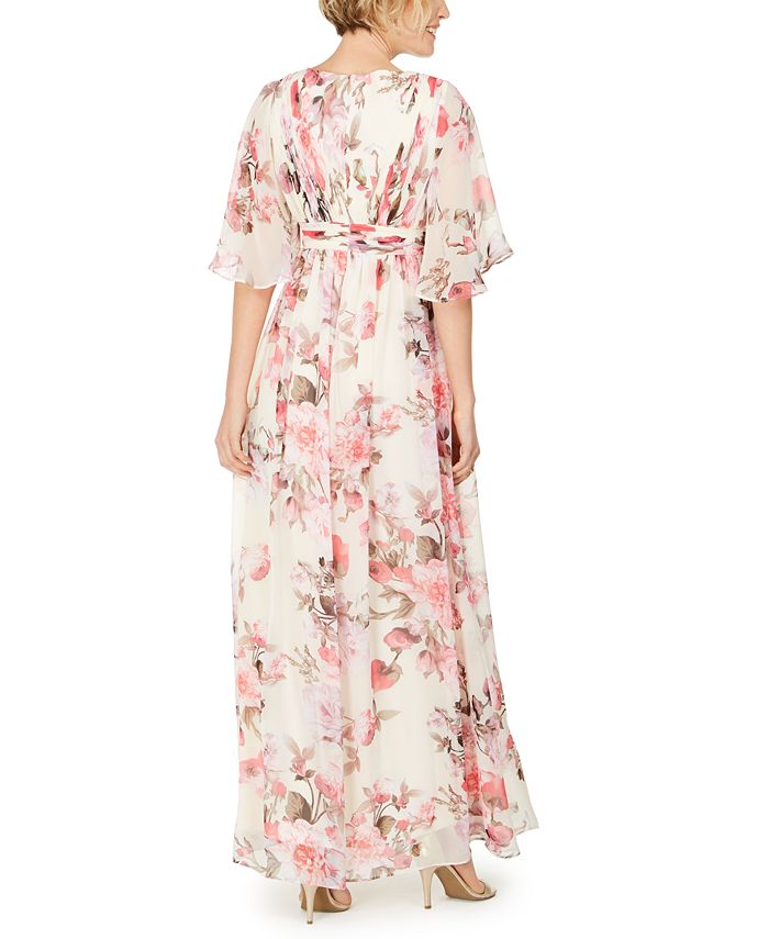 adrianna papell printed chiffon gown