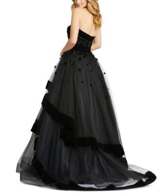 mac duggal black velvet dress
