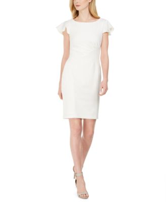 calvin klein flutter sleeve sheath dress