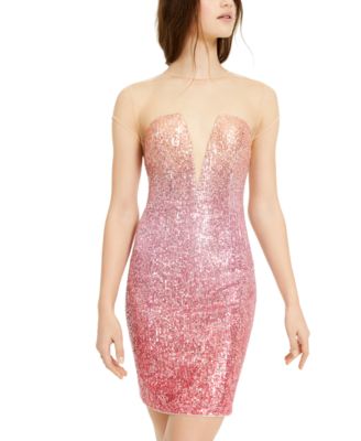 pink ombre sequin dress