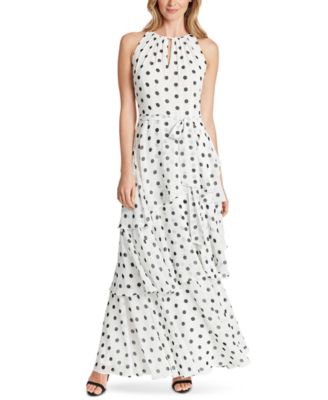 tahari asl tiered chiffon maxi gown