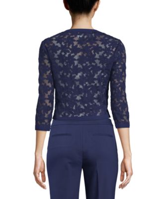 anne klein broderie cropped lace cardigan