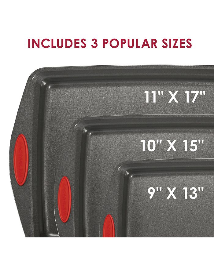 rachael ray 3 piece nonstick bakeware cookie pan set