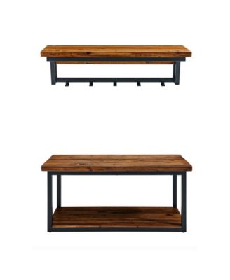 Alaterre Furniture Claremont Деревянный крючок для одежды и скамья в деревенском стиле коричневого цвета