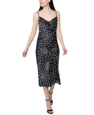 polka dot satin slip dress