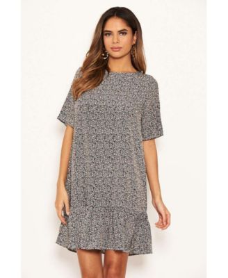 shift dress with frill hem