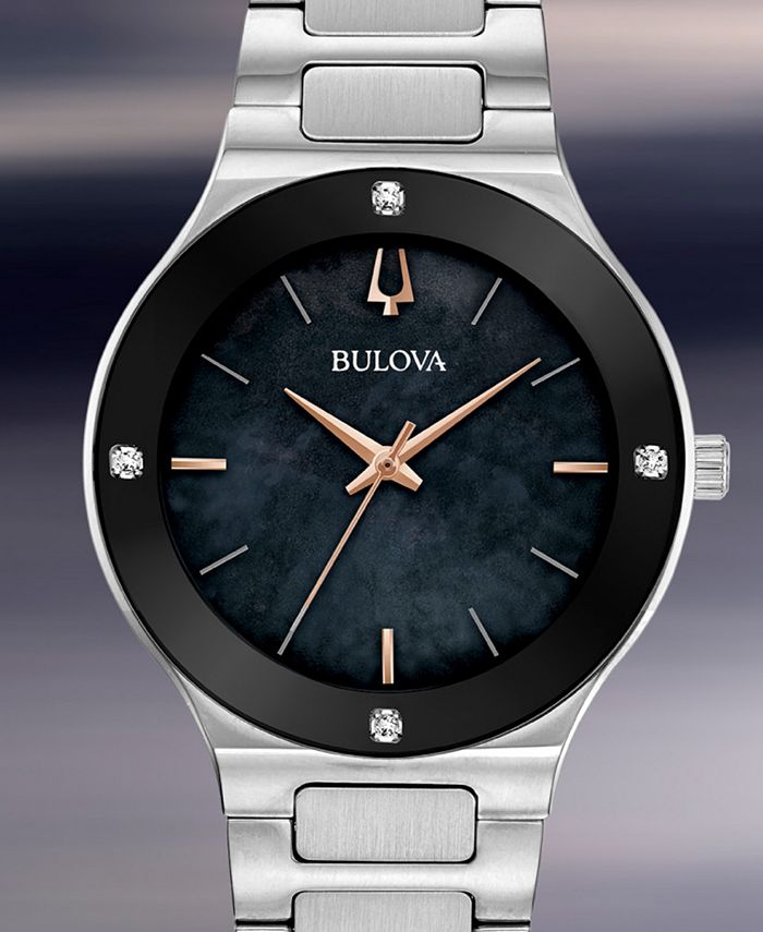 Bulova Women's Futuro Diamond-Accent Stainless Steel Bracelet Watch