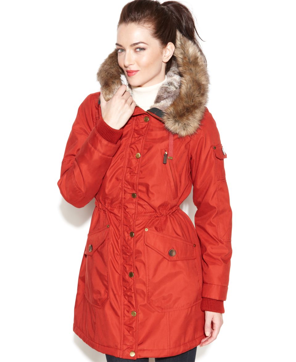 One Madison Expedition Hooded Faux Fur Trim Parka   Coats   Women