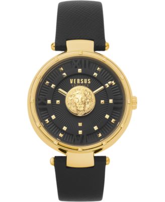 versace black leather watch