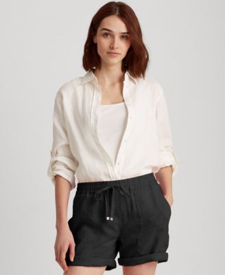 ralph lauren white linen shirt womens