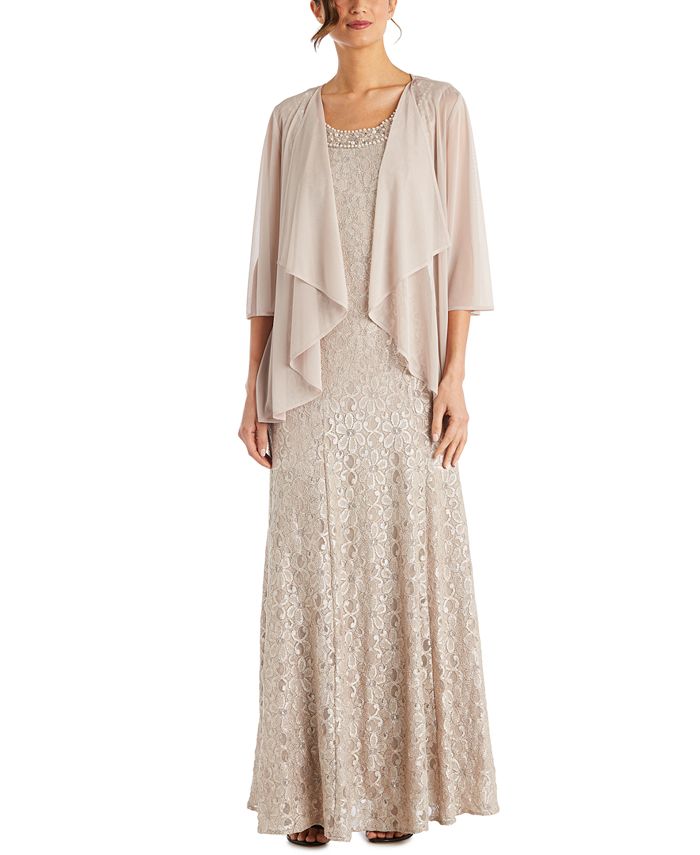 R & M Richards Beaded Dress & Flyaway Jacket & Reviews - Dresses - Women - Macy's