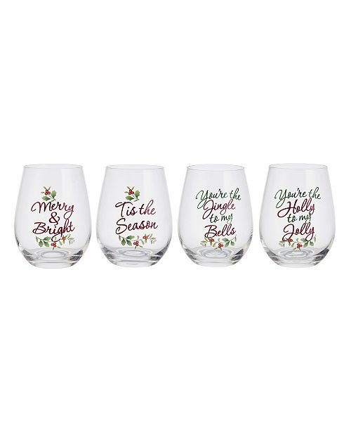 Pfaltzgraff Winterberry Stemless Wine Glass Set Of 4 Reviews Glassware Drinkware Dining Macy S