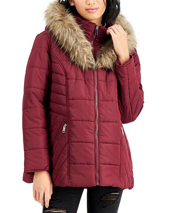 Maralyn & Me Trendy Plus Size Faux-Fur-Trim Hooded Puffer Coat ...