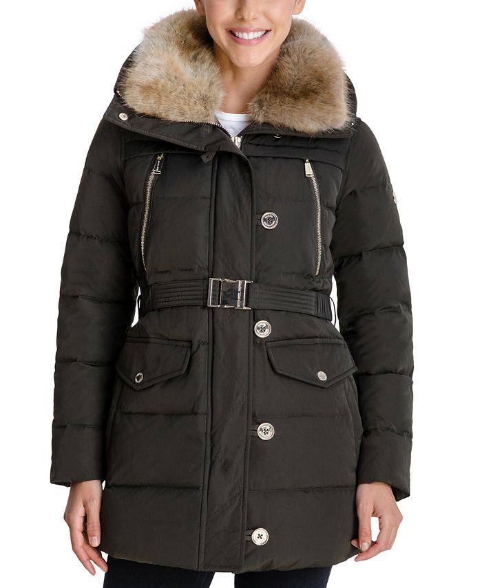 Michael Kors Faux-Fur-Collar Down Puffer Coat, Created for Macy's ...