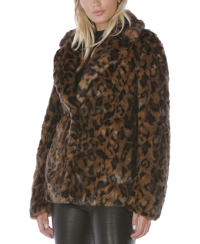 Tahari Leopard-Print Faux-Fur Coat, Created for Macy's & Reviews ...