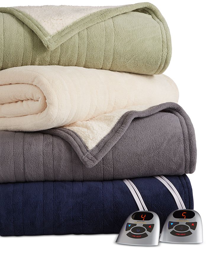 Biddeford Microplush Reverse Faux Sherpa Electric King ...