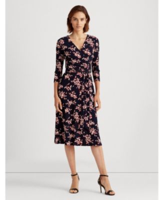 lauren ralph lauren floral surplice jersey dress