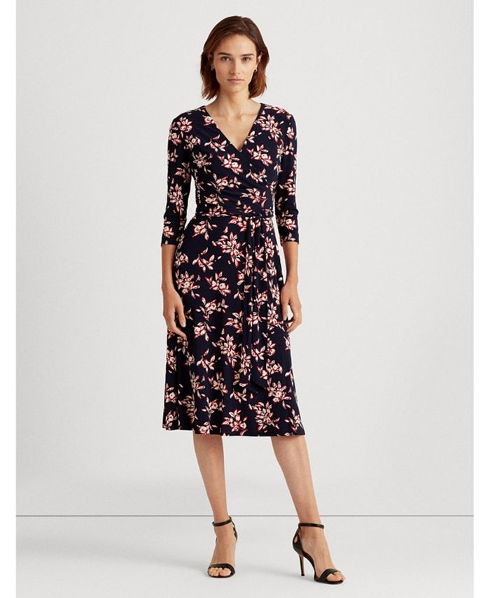 Lauren Ralph Lauren Floral Jersey Surplice Dress Reviews Dresses Women Macy S Ralph lauren lauren women's plaid georgette ruffled hem dress, red/black plaid. ralph lauren