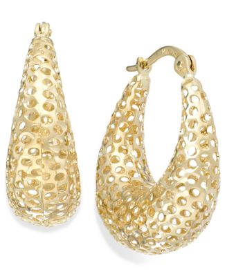 Macy's 14k Gold Earrings, Diamond-Cut Mesh Puff Earrings, 9/10 Inch ...