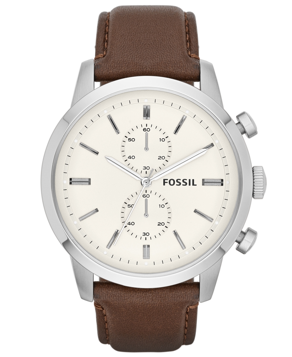 Fossil Mens Chronograph Townsman Brown Leather Strap Watch 48mm FS4865   Watches   Jewelry & Watches